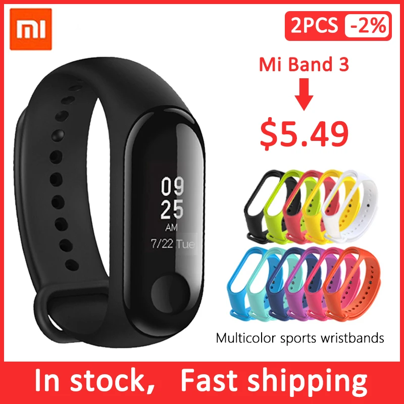 Умный Браслет Xiaomi Mi Band 3 50 м водонепроницаемый с пульсометром|Смарт-браслеты| |
