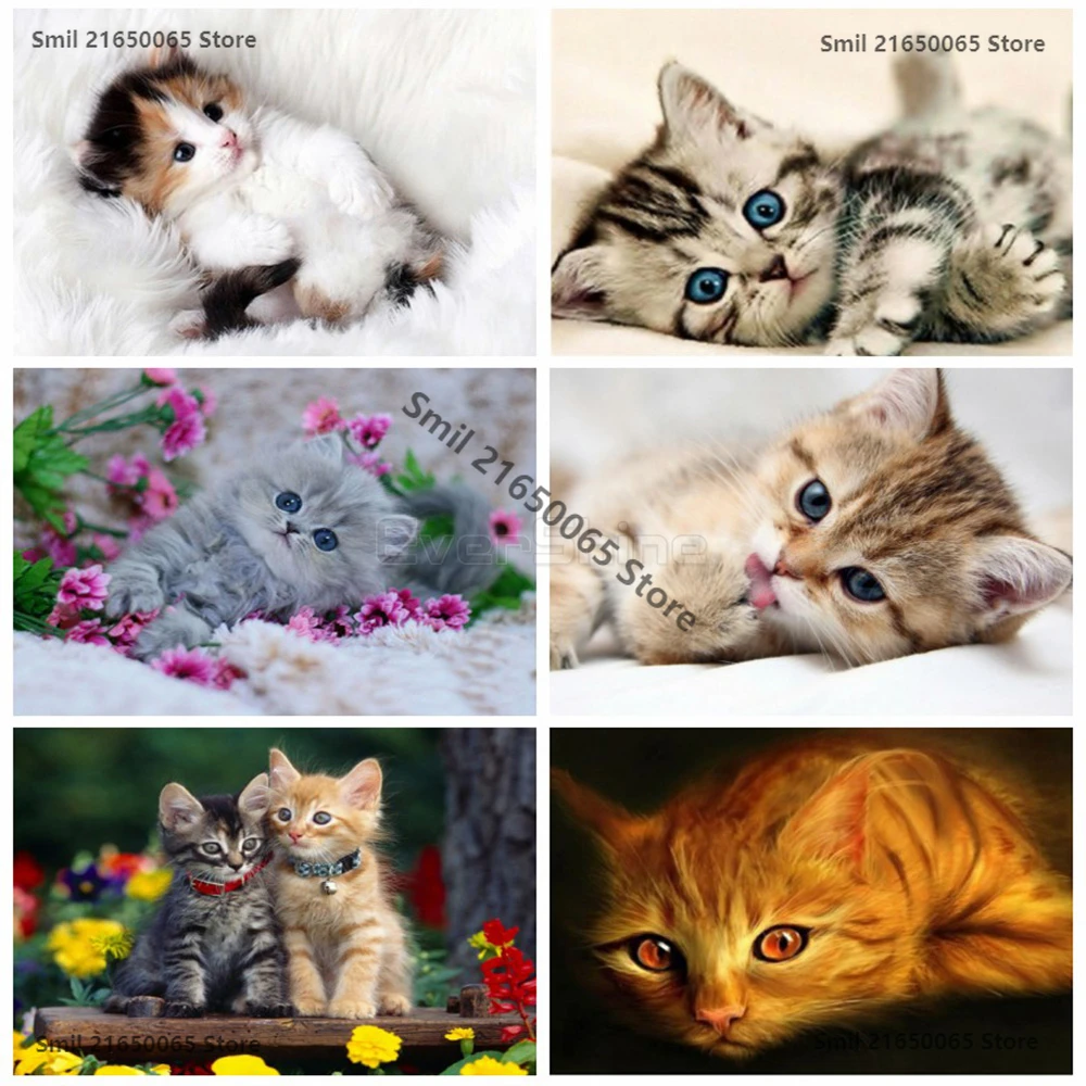 Diamond Painting Cat Cross Stitch Kit Embroidery Animal Promotion Rhinestone Art Gift Bead Picture Home Decoration | Дом и сад
