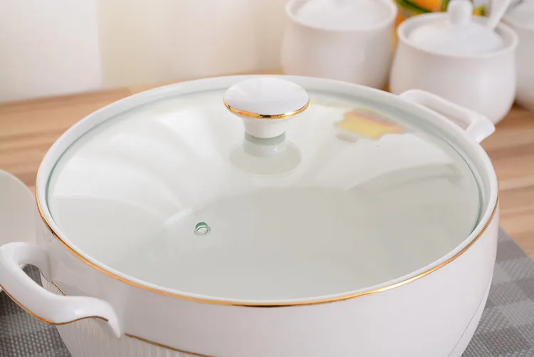 Ceramic Soup Pot White Round Nordic Phnom Penh 2.6L Large Bowl with Lid Cooking Utensils Household Kitchen Supplies Tableware Ceramic Soup Pot White Round Nordic Phnom Penh 2.6L Large Bowl with Lid Cooking Utensils Household Kitchen Supplies Tableware