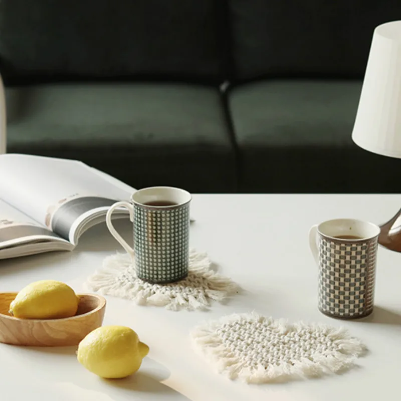 DUNXDECO столовые приборы кофейная молочная подставка для чайной чашки теплоизоляционный коврик теплый домашний в форме сердца ручной работы хлопковый тканый кухонный гарнитур