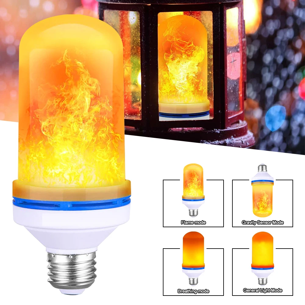 LED Simulation Flame Light 5W E27 Bulb 85-265V 4 Kinds of Flame Effect Fire Bulb Flashing Simulation Decorative LED Lights