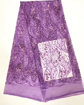 

10options lilac purple African sequins French net lace fabric light tulle lace fabric for making party dress FZZ435