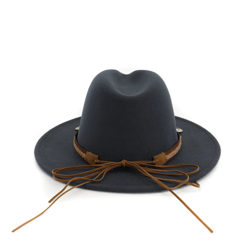 Новая модная женская мужская шерстяная шляпа Fedora для джентльмена Элегантная Дамская широкая джазования с полями шляпа церковная Панама