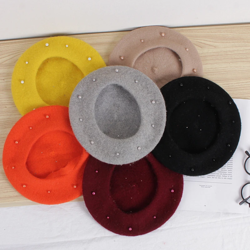 lioraitiin Toddler Baby Girls Fashion Hat Pearly Headgear Warm Berets Cap Hat 6