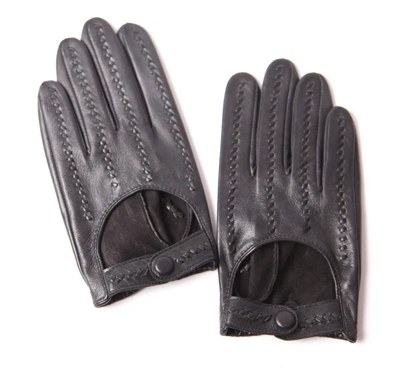 Sheepskin Leather Driving Mittens for Men, Motorcycle Locomotive, Half  Finger, Male Car Gloves, Outdoor Fashion, S2602