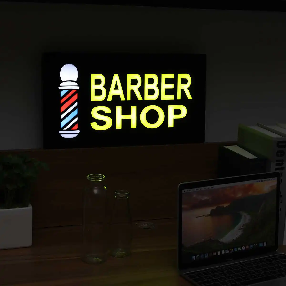 

Barber Shop Hanging LED Sign Lights Board Pub Club Window Display Lamp Decoration Commercial Advertising Lighting 43*23*3.5cm