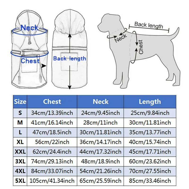 S-5XL дождевик для собак водонепроницаемый Чихуахуа Французский бульдог комбинезоны золотой ретривер с капюшоном собака плащ с ногами домашних животных Мопс Лабрадор безопасность Ночная куртка со светоотражателями большой маленький средний плащ для собак
