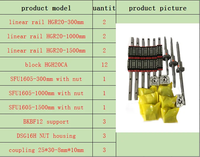 300-1000-1500mm 3 оси 4aixs ЧПУ направляющая 20 мм линейные рельсы линейная направляющая HGR20 HGH20 16 мм шариковый винт SFU1605/1610 Набор для ЧПУ - Цвет: 300-1000-1500mm