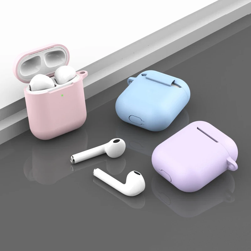 

For Airpods 2 TWS Portable Silicone Case for Wireless Bluetooth Headset Protective Cover Anti-lost Earphone box Accessories