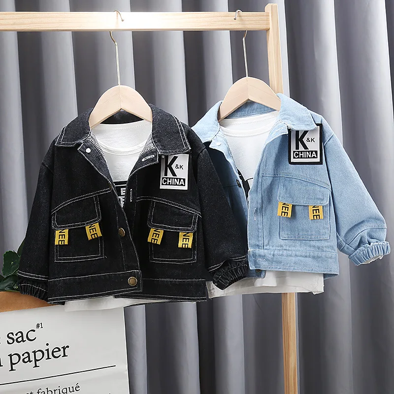 

2020 Spring Children Jeans Coat Korean-style Printed Male Baby Denim Jacket Children Girls New Style Tops