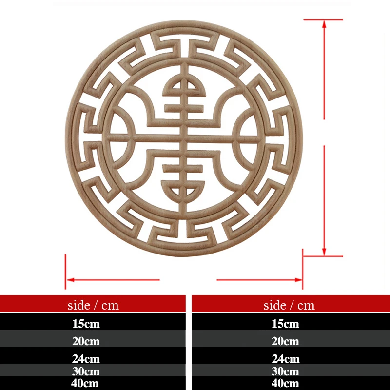 Round Wood Carving Wood Decal Carving Lines Applique Rose Rubber Home Decoration Accessories Cabinet ornament crafts miniature figurines wooden figurine crafts resin crafts glass fruit pendants