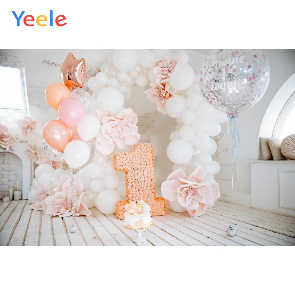 Baby 1st Birthday Gray Fireplace Balloons Flower Wooden Floor Interior  Photographic Backgrounds Photo Backdrops For Photo Studio|Background| -  AliExpress