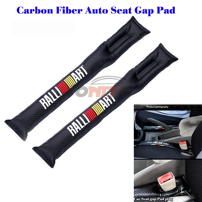 

2pcs/set Carbon Fiber Seat Gaps Plug for RALLIART Logo Crevice Inserts Protective Padding All Series Car Styling