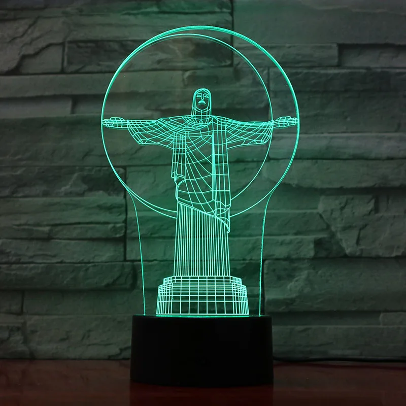 3D Lamp Christ the redeemer in Brazil touch sensor visual light effect for bedside decoration led night light lamp atmosphere