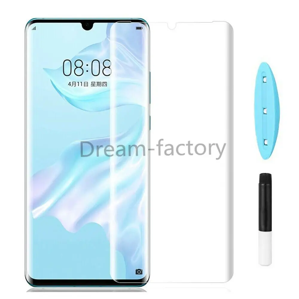 УФ лампа с жидким стеклом для Huawei P30 P40 Pro Mate 20 30 One Plus 7 8 50 шт.|Защитные стёкла и
