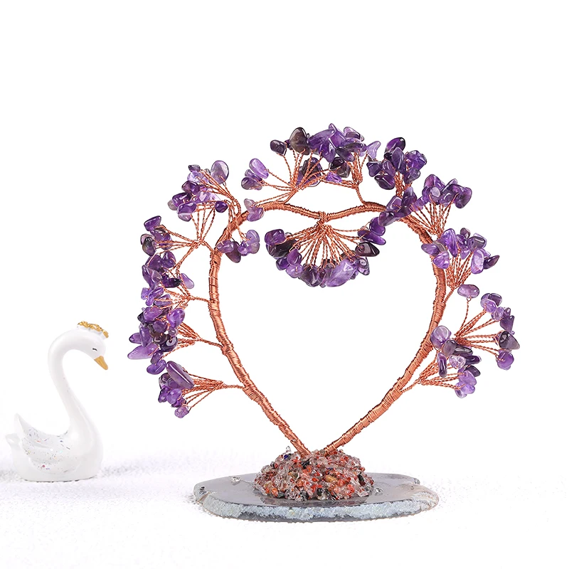 

Natural Amethyst Rose Quartz Chakra Crystal Tree Therapy Stone Lucky Tree Decor Agate Slices Stone Mineral Ornaments DIY Gifts