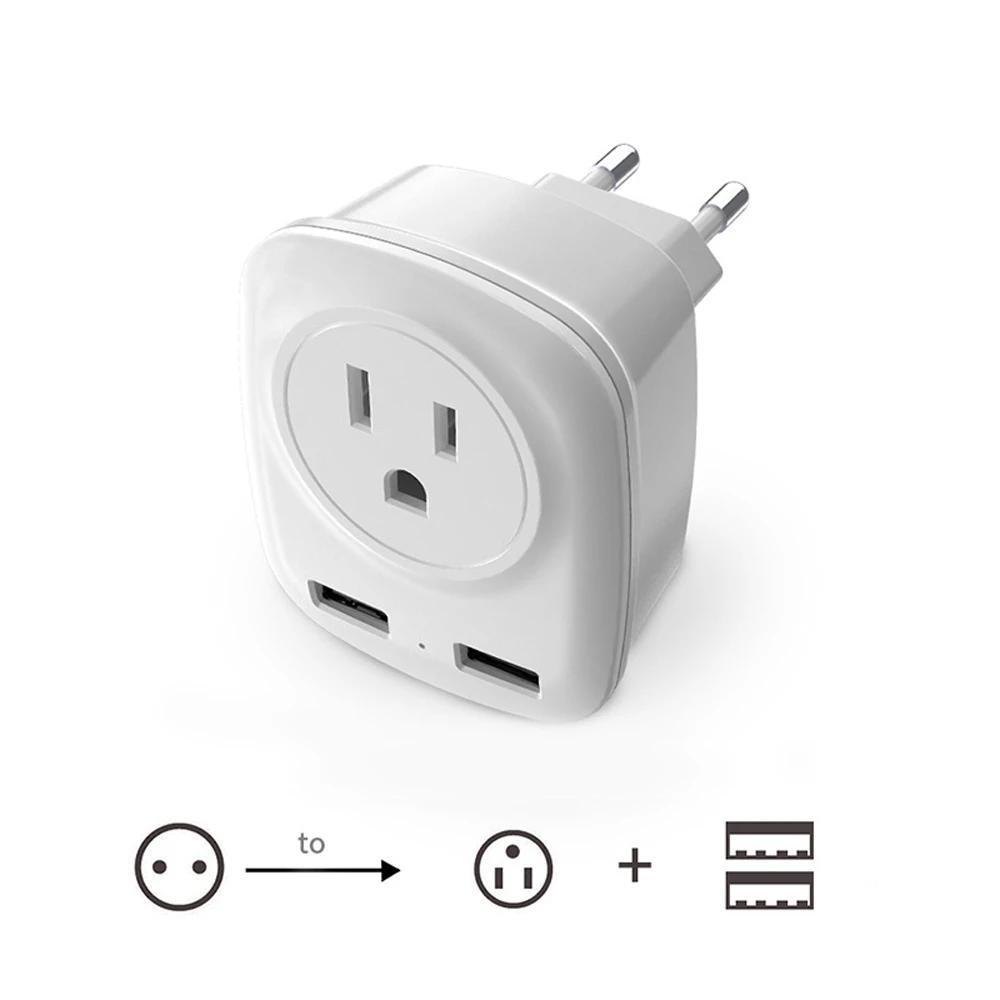 Toma de corriente eléctrica para el hogar y la Oficina, de 2 puertos USB inteligente con europeo y 2.4A, adaptador cargador a estadounidense|Cargadores| - AliExpress