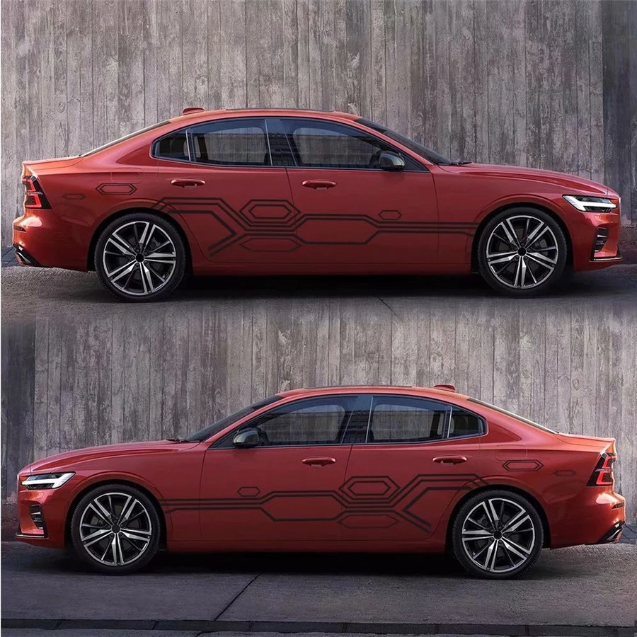 2 шт 10" × 28" Автомобильная Боковая дверь стикер для тела большой размер полоски плед наклейка Гонки наклейки Черный