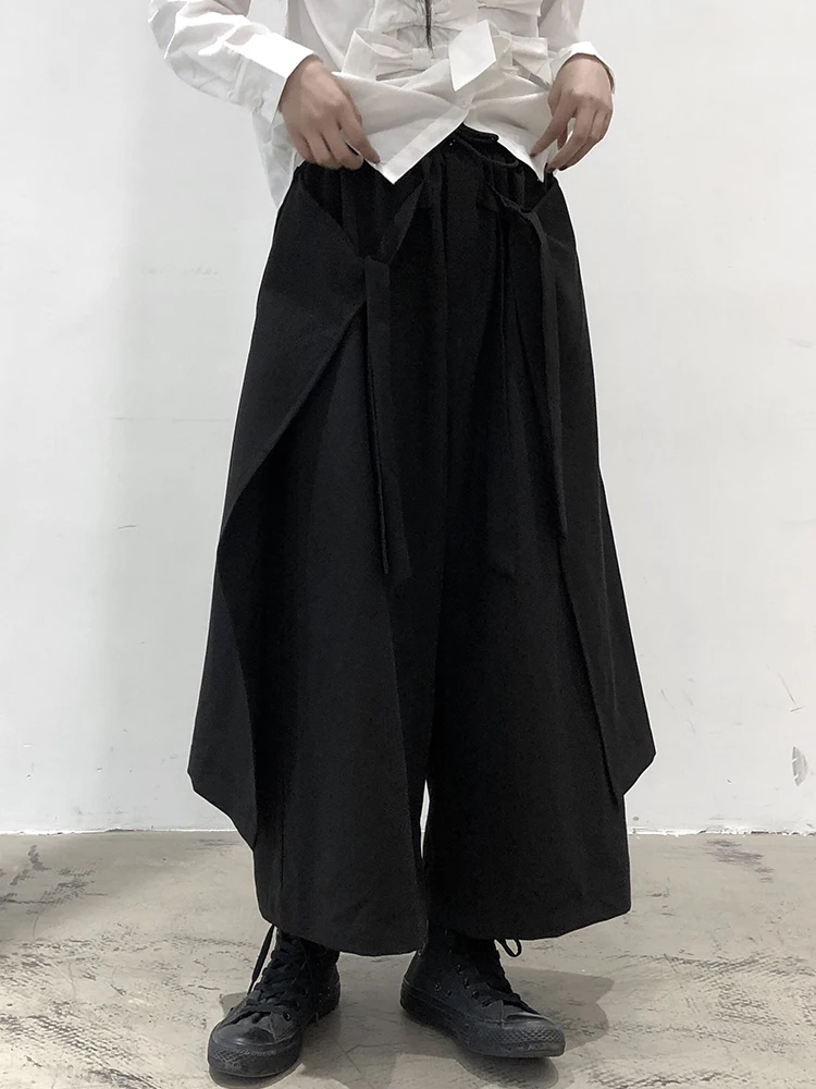 Lady Trouser Skirt Spring And Autumn New Pure Color Straight Pants Irregular Design Super Loose Fashion Trend Wide Leg Pants