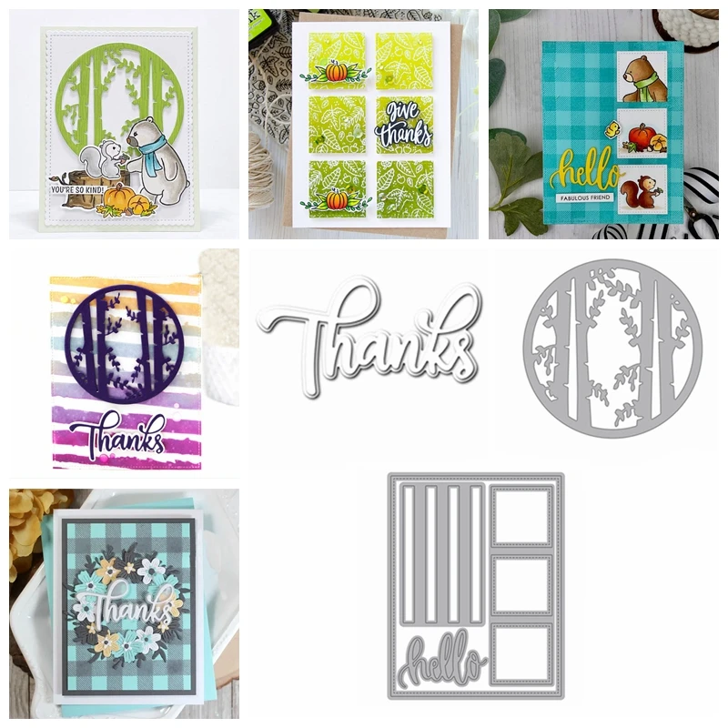 

Circle Birch Forest Die Card Front Builder Blessings Thanks Word Metal Cutting Dies for DIY Scrapbooking Crafts Cards Making