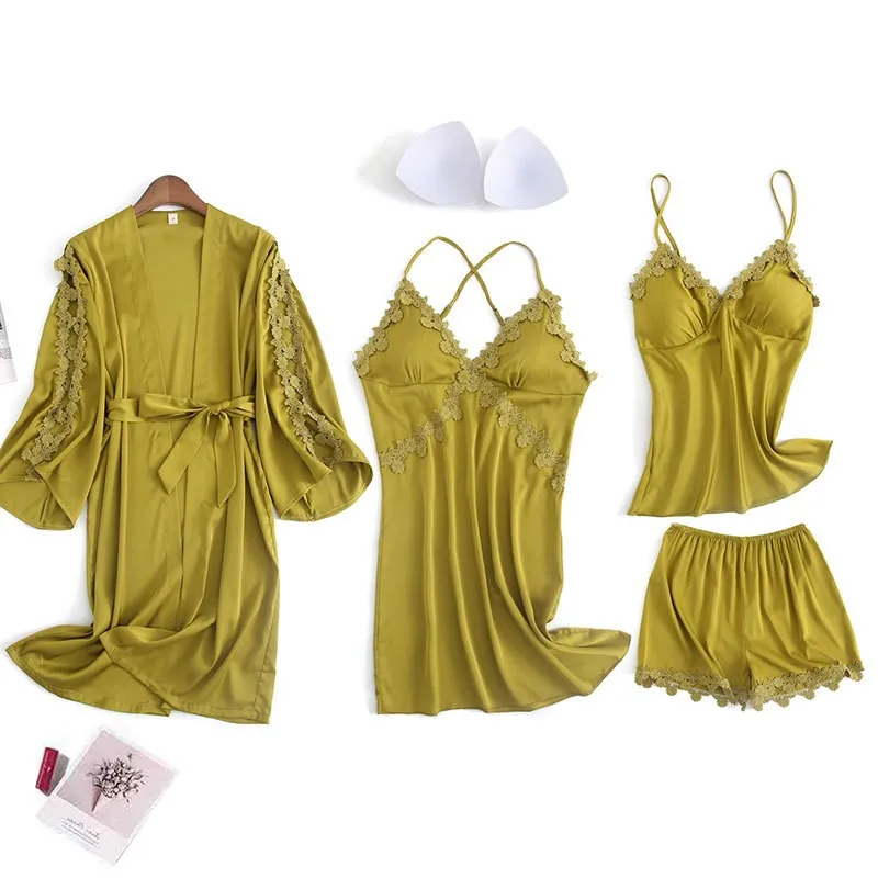 

Модная Пижама Tulin, кимоно, женская шелковая атласная ночная рубашка, домашняя одежда, кружевная ночная рубашка в стиле пэчворк, сексуальная ночная рубашка, нижнее белье