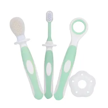 

Baby Toothbrush Set Infant Brushing Teeth Tongue Training Safety Cover Design Soft Healthy Teether Toddler Oral Care 57BF