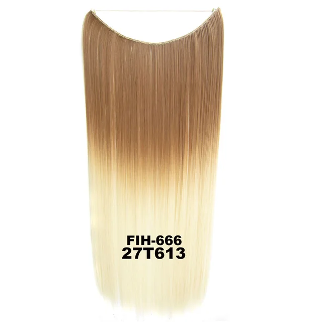 24inch 50grams 100grams Synthetic Hair Extension Gradual Color Brown Gray Blonde String Halo Hairpieces Extensions 50g-27T613