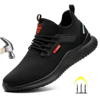 

Autumn Men Safety Shoes With Steel Toe Cap Puncture Proof Work Security Boots Breathable Light Indestructible Non-slip Sneakers