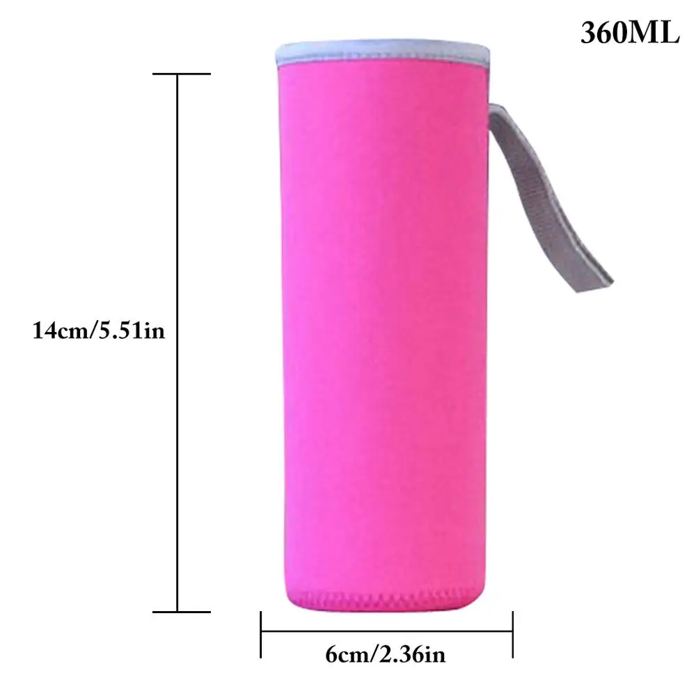 Rosy 360ml Спортивная крышка для бутылки воды, Неопреновая изоляционная втулка, сумка, чехол для 550 мл, портативный набор вакуумных чашек, спортивные аксессуары для кемпинга - Цвет: Rosy 360ml