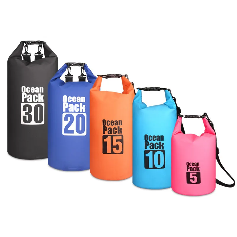 PVC Waterproof Bag 5L 10L 20L Outdoor Swimming Bag Diving Compression