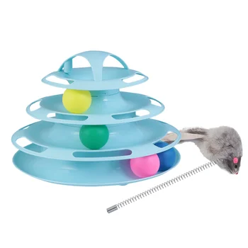 

Kitten Track Toy Four Levels of Interactive Play Circle Track with Moving Ball