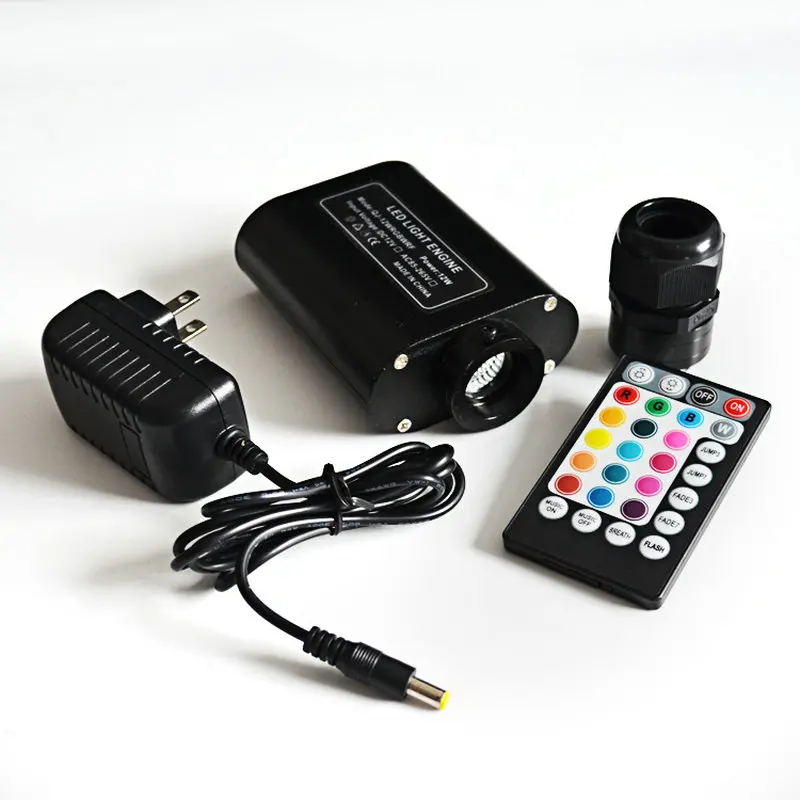 

12W Audio Wireless Fiber Optic Star Light Engine RGBW RF Remote controlled 12V Music Sound control Led Illuminator Roof Ceiling