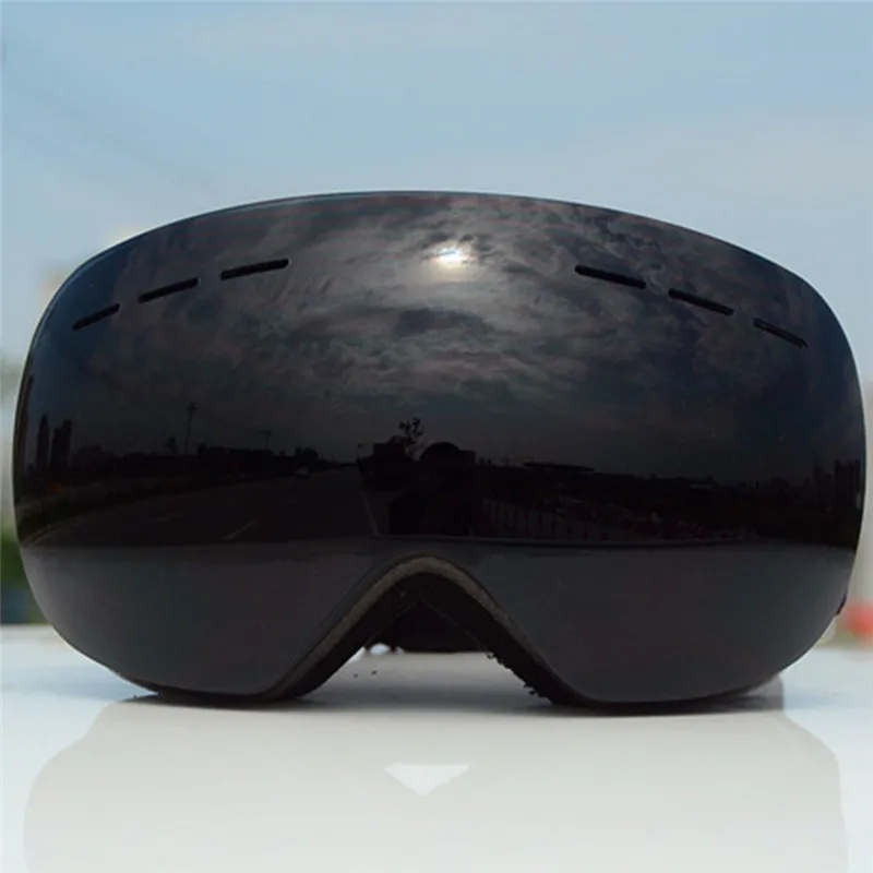 Black frame gray Лыжные очки, очки для сноуборда, двойные противотуманные линзы, большая маска для мужчин и женщин, зимние снегоходные очки для катания на лыжах, очки - Цвет: Black frame gray
