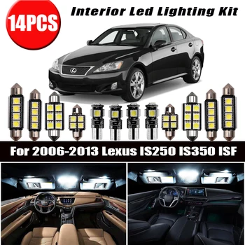 

For 2006-2013 Lexus IS250 IS350 ISF Plate Vanity Mirror Lamp 14pcs White Canbus LED Bulbs Interior Map Dome Trunk Light Kit