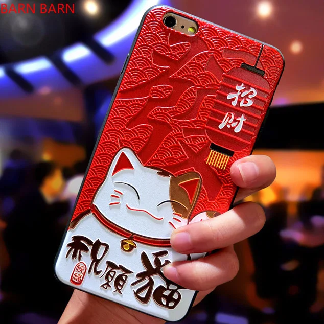 Противоударный силиконовый чехол для телефона Lucky Cat мультяшный iphone5/6/7/8/11 xs xr max 3D