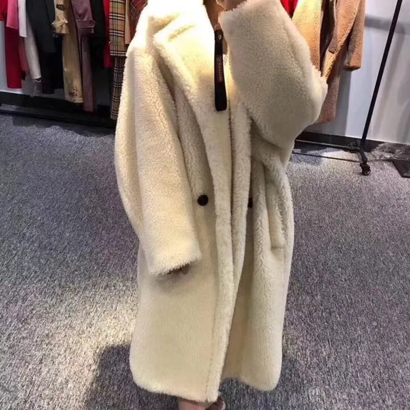 beige PUDI, новинка, женская мода, натуральный овечий мех, пальто для девочек, для отдыха, однотонная плюшевая куртка, пальто ct817 - Цвет: beige