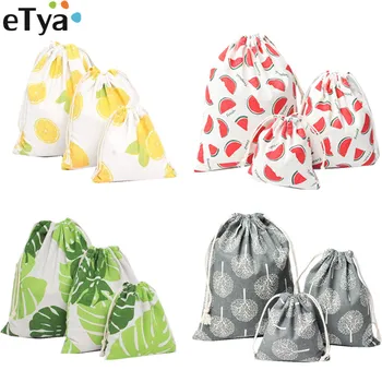 

eTya Casual Women Cotton Drawstring Shopping Bag Reusable Folding Grocery Cloth Underwear Pouch Travel Home Storage Shopper bag