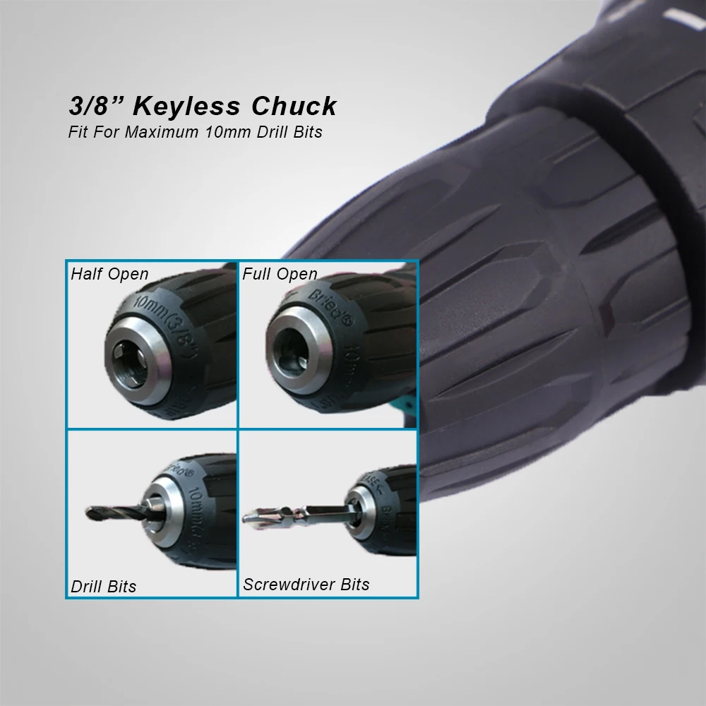 35N.m 18+1 Torque Electric Drill 12.6V Wireless Screwdriver Electric Tools Mini Cordless Screwdriver Drill Electric + Drill Bits (4)