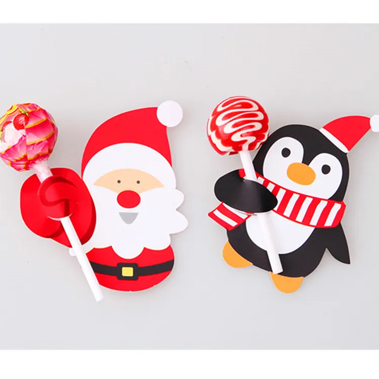 

Christmas Bakery Decoration Cute Santa Claus Penguin Lollipop Paper Card Decorative Card Inserts