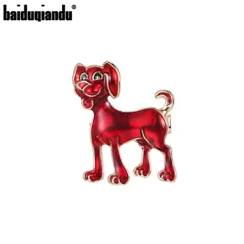 

baiduqiandu New Arrival Red Enameled Dog Brooch Fashion Dress Clothing Accessories