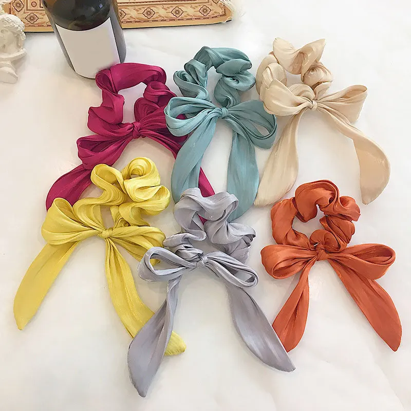 

2019 New Bow Streamers Hair Ring Fashion Ribbon Girl Hair Bands Scrunchies Ponytail Hair Bows Girl Holder Rope Hair Accessories