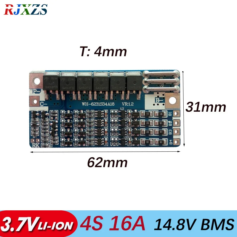 4S 16A 14 8 V 16 li Ion BMS PCM Защита аккумулятора bms pcm с балансировкой для литиевой батареи