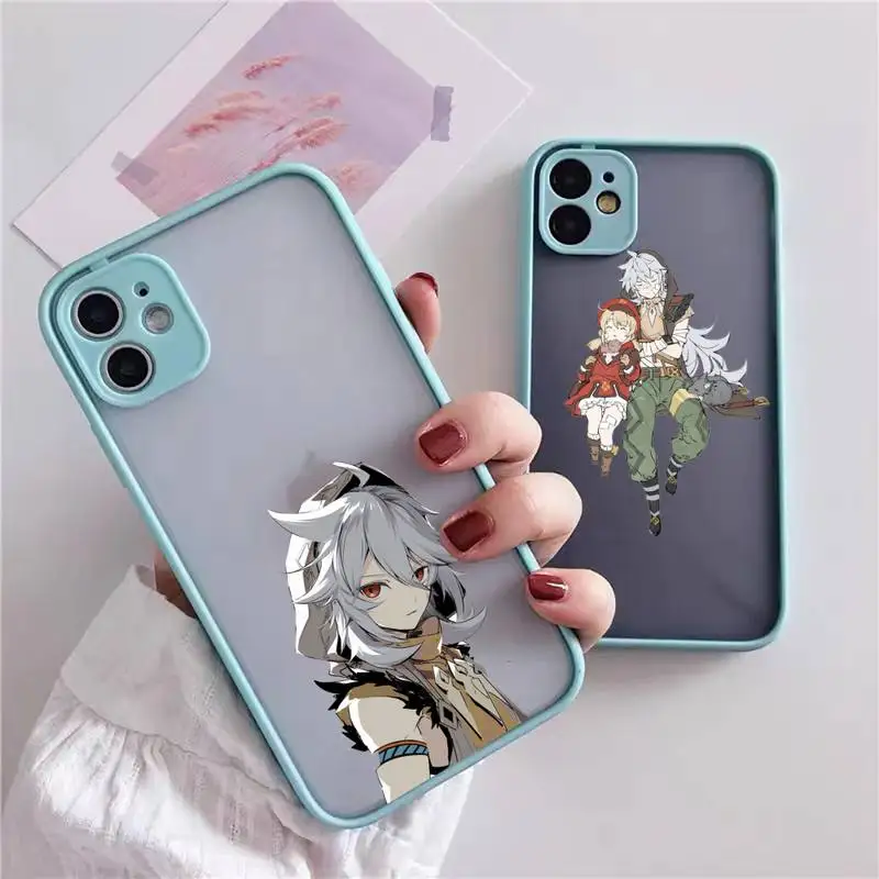 Противоударный Чехол бритва Genshin для iphone 13 12 11 xr xs x 7 8 pro max светло-голубой мягкий
