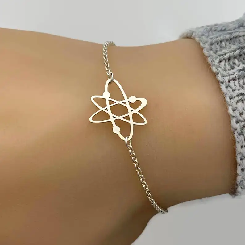 Sterling Silver Atom Bracelet - Science Jewellery, Chemistry Jewellery