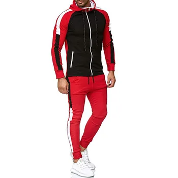 

2020 spring and autumn new fashion stripes color-matching plus size men's hooded sweater sports suit