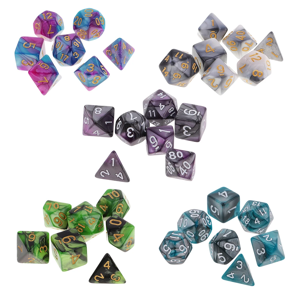 35 шт многогранные кости D20 D12 D10 D8 D6 D4 для подземелий и драконов RPG MTG