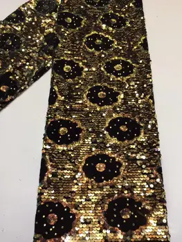 

Sequence African velvet lace fabric gold embroidered french mesh sequins lace high quality Nigerian Swiss tulle lace fabrics FZ1