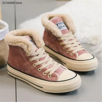 

New Women Winter Fur Ankle Snow Boots Comfortable Thick Plush Keep Warm Sneakers Ladies Flock Platform Cotton Shoes Botas Mujer