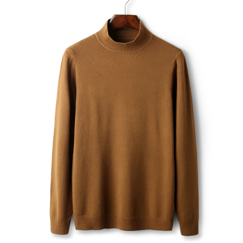 Camel Slim-fit men's sweater new autumn and winter classic fashion knit collar white gray black camel pullover streetwear sweater - Цвет: Camel