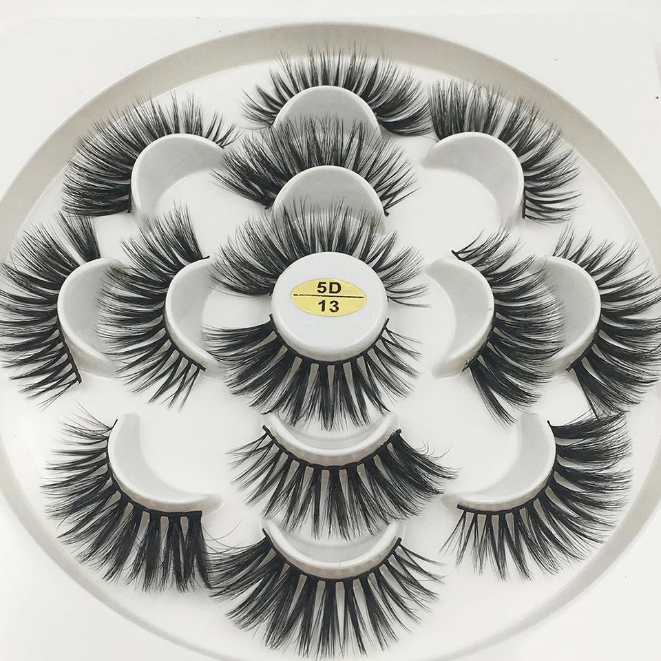 Eyelashes 7 pairs 25 mm Lashes Handmade Dramatic Long 3d Lashes Vendors Make Up Fake Eyelashes 25mm Faux Mink Lashes - Color: 13